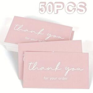 50 Pink Thank You Cards NWT